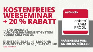 Upgrade cobra CRM PRO XL Kostenfreies WebSeminar mit Icon cobra CRM PRO XL