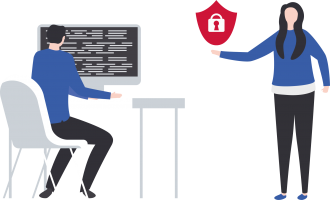 Icon IT Frau Schloss-Symbol fuer Sicherheit