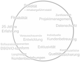 Darstellung Kernkompetenzen von astendo in Kugel