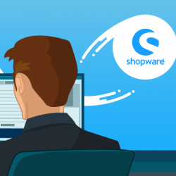 Mensch vor Computer mit Selectline-Shopware