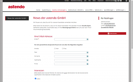 Screenshot Newsletteranmeldung im Web