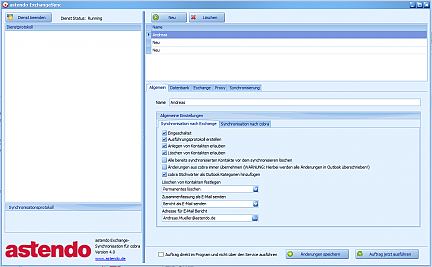 Screenshot Konfiguration exchangesync