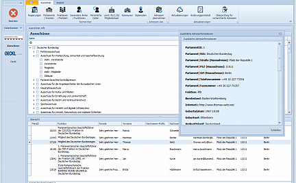 Kürschner Recherche im editManager Screenshot einer Recherche im edtiManager