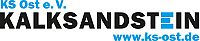 Logo Kalksandsteinindustrie Ost e. V., schwarz-blauer Schriftzug